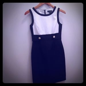 Tahari Arthur Levine black white dress